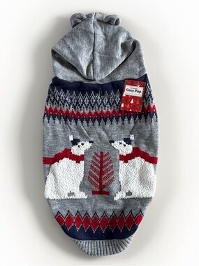 Cozy Pup Dog Sweater XL Christmas Hoodie Polar Bear Knit Holiday Pet Apparel